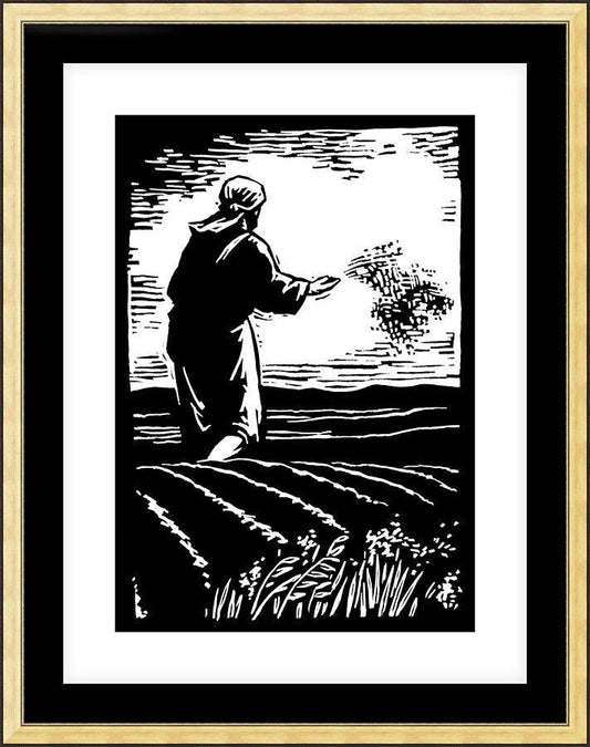 Wall Frame Gold, Matted - Sower by J. Lonneman