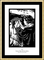 Wall Frame Gold - Traditional Stations of the Cross 06 - St. Veronica Wipes the Face of Jesus by J. Lonneman