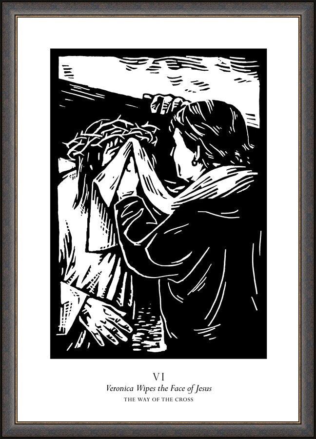 Wall Frame Espresso - Traditional Stations of the Cross 06 - St. Veronica Wipes the Face of Jesus by Julie Lonneman - Trinity Stores
