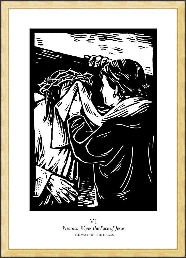 Wall Frame Gold - Traditional Stations of the Cross 06 - St. Veronica Wipes the Face of Jesus by Julie Lonneman - Trinity Stores