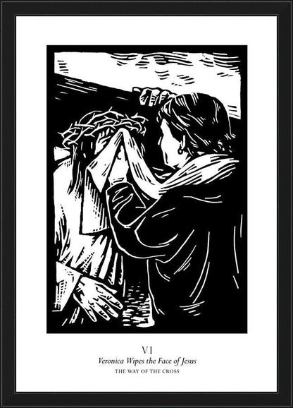 Wall Frame Black - Traditional Stations of the Cross 06 - St. Veronica Wipes the Face of Jesus by Julie Lonneman - Trinity Stores