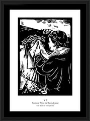 Wall Frame Black - Traditional Stations of the Cross 06 - St. Veronica Wipes the Face of Jesus by J. Lonneman