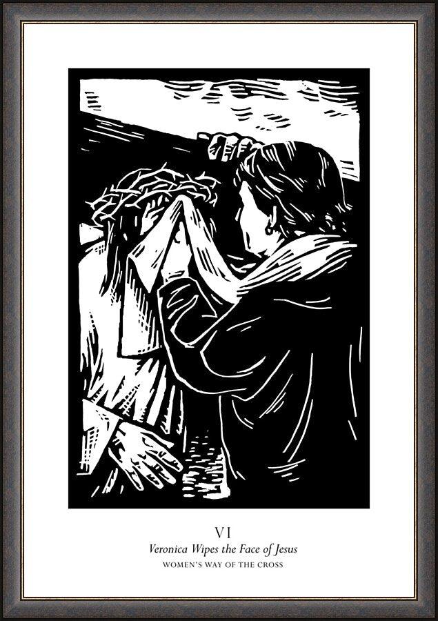 Wall Frame Espresso - Women's Stations of the Cross 06 - St. Veronica Wipes the Face of Jesus by J. Lonneman