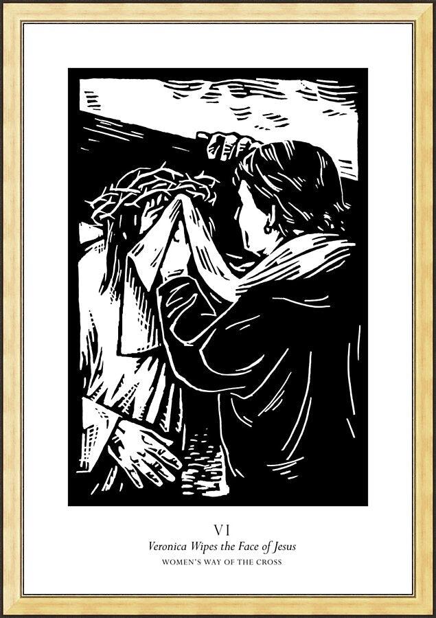 Wall Frame Gold - Women's Stations of the Cross 06 - St. Veronica Wipes the Face of Jesus by Julie Lonneman - Trinity Stores