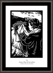 Wall Frame Espresso - Women's Stations of the Cross 06 - St. Veronica Wipes the Face of Jesus by J. Lonneman