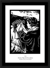 Wall Frame Black - Women's Stations of the Cross 06 - St. Veronica Wipes the Face of Jesus by J. Lonneman