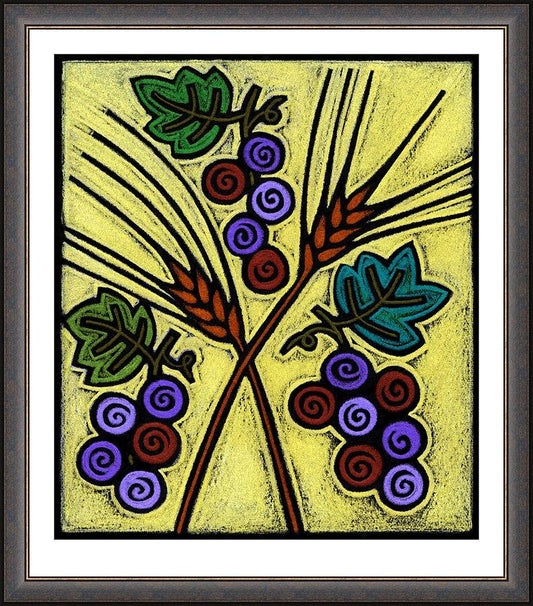 Wall Frame Espresso - Wheat and Grapes by J. Lonneman
