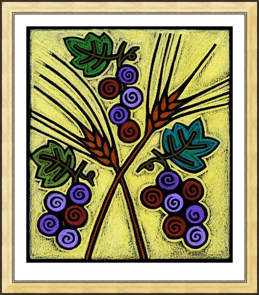 Wall Frame Gold - Wheat and Grapes by J. Lonneman