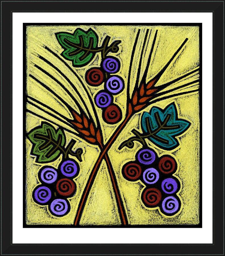 Wall Frame Black - Wheat and Grapes by J. Lonneman