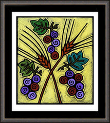 Wall Frame Espresso - Wheat and Grapes by J. Lonneman
