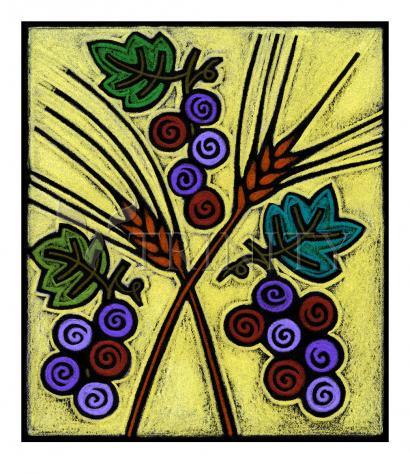 Wall Frame Black, Matted - Wheat and Grapes by Julie Lonneman - Trinity Stores