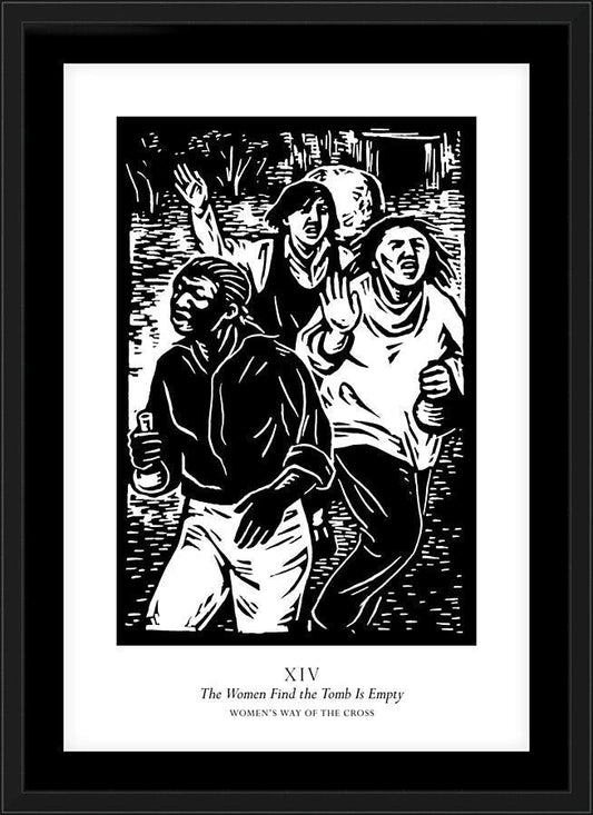 Wall Frame Black, Matted - Women's Stations of the Cross 14 - The Women Find the Tomb is Empty by J. Lonneman