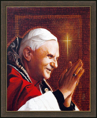 Wall Frame Espresso - Pope Benedict XVI by L. Glanzman