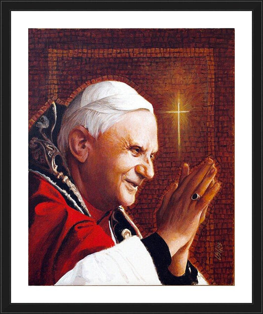 Wall Frame Black, Matted - Pope Benedict XVI by L. Glanzman