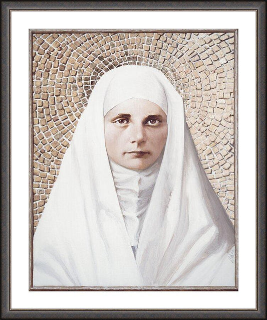 Wall Frame Espresso, Matted - Blessed Virgin Mary by L. Glanzman