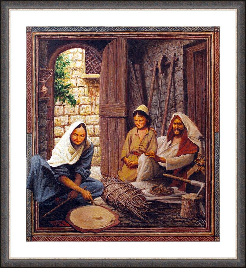 Wall Frame Espresso, Matted - Holy Family by L. Glanzman