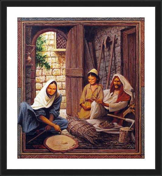 Wall Frame Black, Matted - Holy Family by L. Glanzman