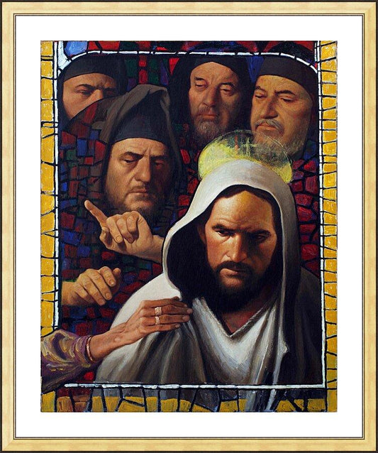 Wall Frame Gold, Matted - Jesus' Foes by L. Glanzman