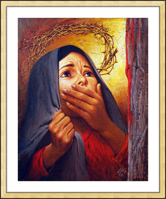 Wall Frame Gold, Matted - Mary at the Cross by L. Glanzman