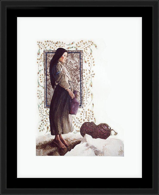 Wall Frame Black, Matted - Samaritan Woman by L. Glanzman