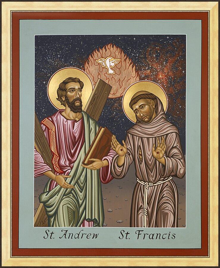 Wall Frame Gold - Sts. Andrew and Francis of Assisi by Lewis Williams, OFS - Trinity Stores