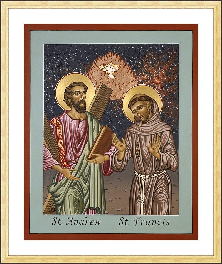 Wall Frame Gold, Matted - Sts. Andrew and Francis of Assisi by Lewis Williams, OFS - Trinity Stores