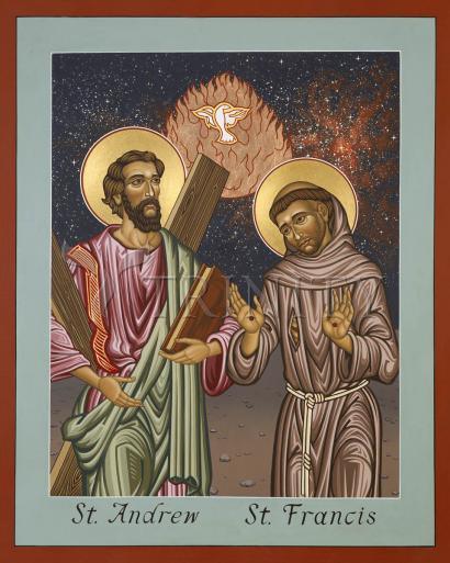 Wall Frame Black, Matted - Sts. Andrew and Francis of Assisi by L. Williams