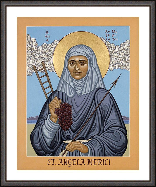Wall Frame Espresso, Matted - St. Angela Merici by L. Williams