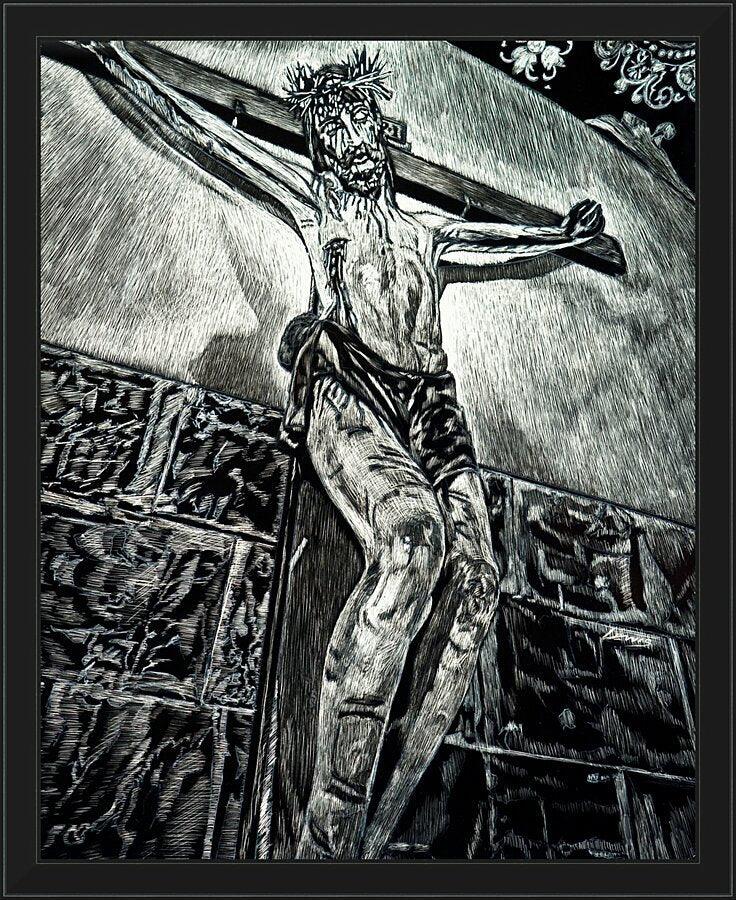 Wall Frame Black - Crucifix, Coricancha, Peru by L. Williams