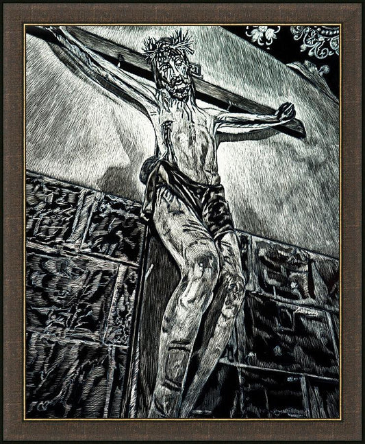 Wall Frame Espresso - Crucifix, Coricancha, Peru by L. Williams