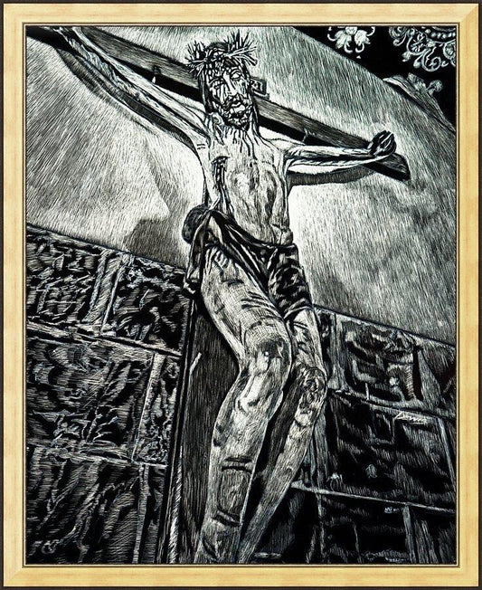 Wall Frame Gold - Crucifix, Coricancha, Peru by L. Williams