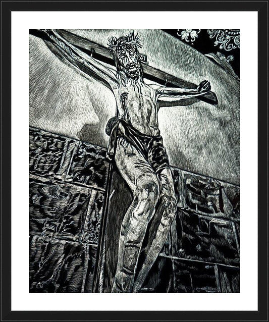 Wall Frame Black, Matted - Crucifix, Coricancha, Peru by L. Williams