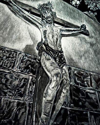 Canvas Print - Crucifix, Coricancha, Peru by L. Williams