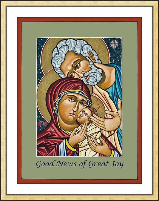 Wall Frame Gold, Matted - Christmas Holy Family by L. Williams
