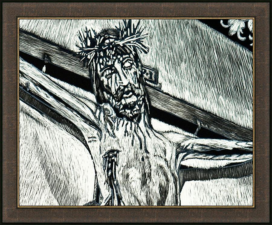 Wall Frame Espresso - Crucifix, Coricancha Peru: "I Thirst" by L. Williams
