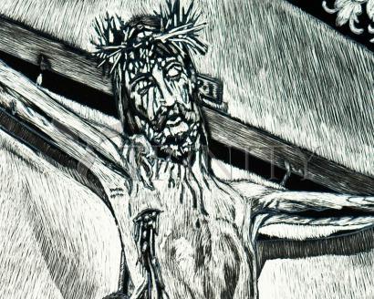Wall Frame Black, Matted - Crucifix, Coricancha Peru: "I Thirst" by L. Williams