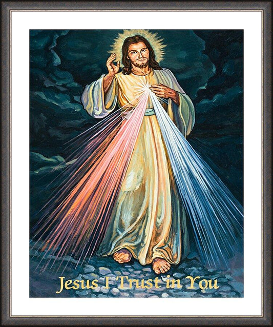 Wall Frame Espresso, Matted - Divine Mercy by L. Williams