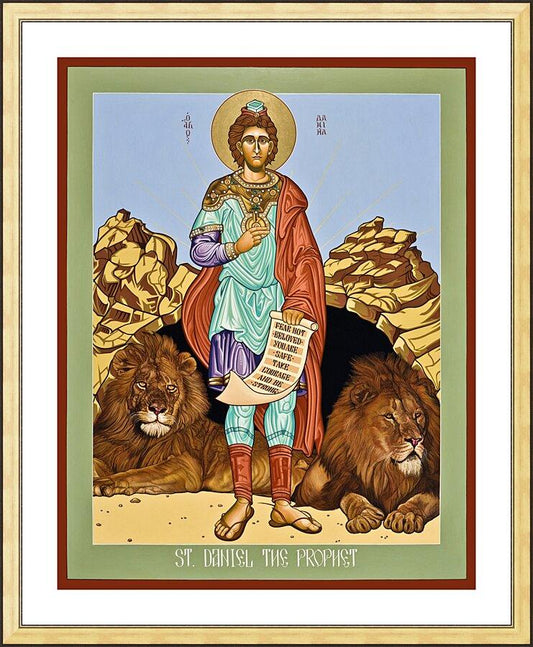 Wall Frame Gold, Matted - St. Daniel in the Lion's Den by L. Williams