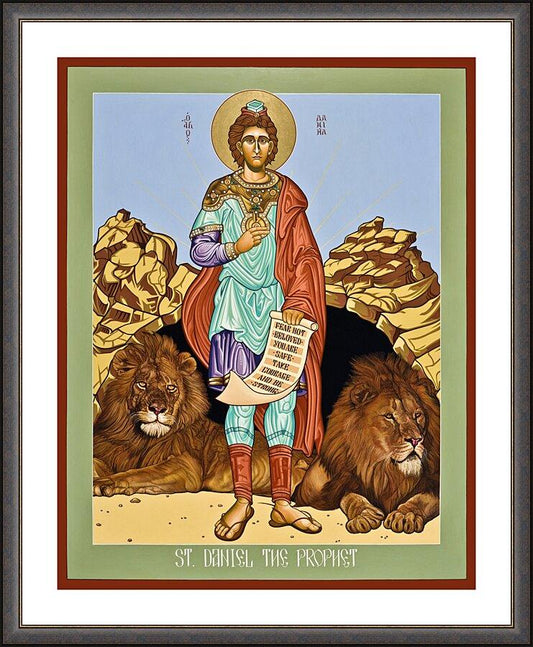 Wall Frame Espresso, Matted - St. Daniel in the Lion's Den by L. Williams