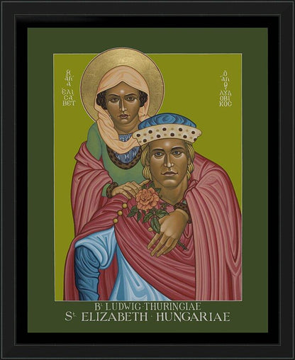 Wall Frame Black - St. Elizabeth of Hungary and Bl. Ludwig of Thuringia by Lewis Williams, OFS - Trinity Stores