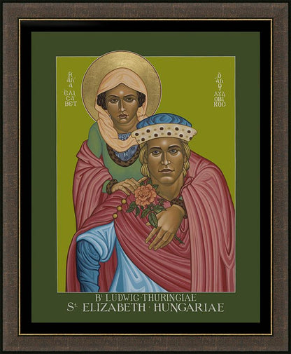 Wall Frame Espresso - St. Elizabeth of Hungary and Bl. Ludwig of Thuringia by Lewis Williams, OFS - Trinity Stores