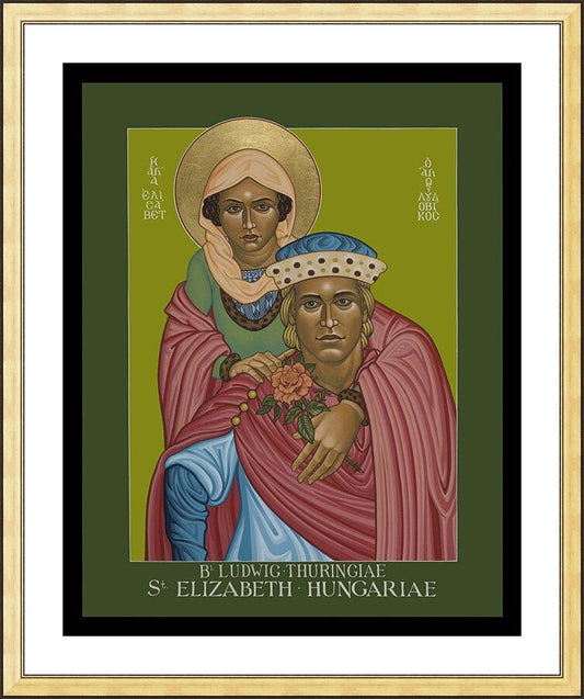 Wall Frame Gold, Matted - St. Elizabeth of Hungary and Bl. Ludwig of Thuringia by L. Williams