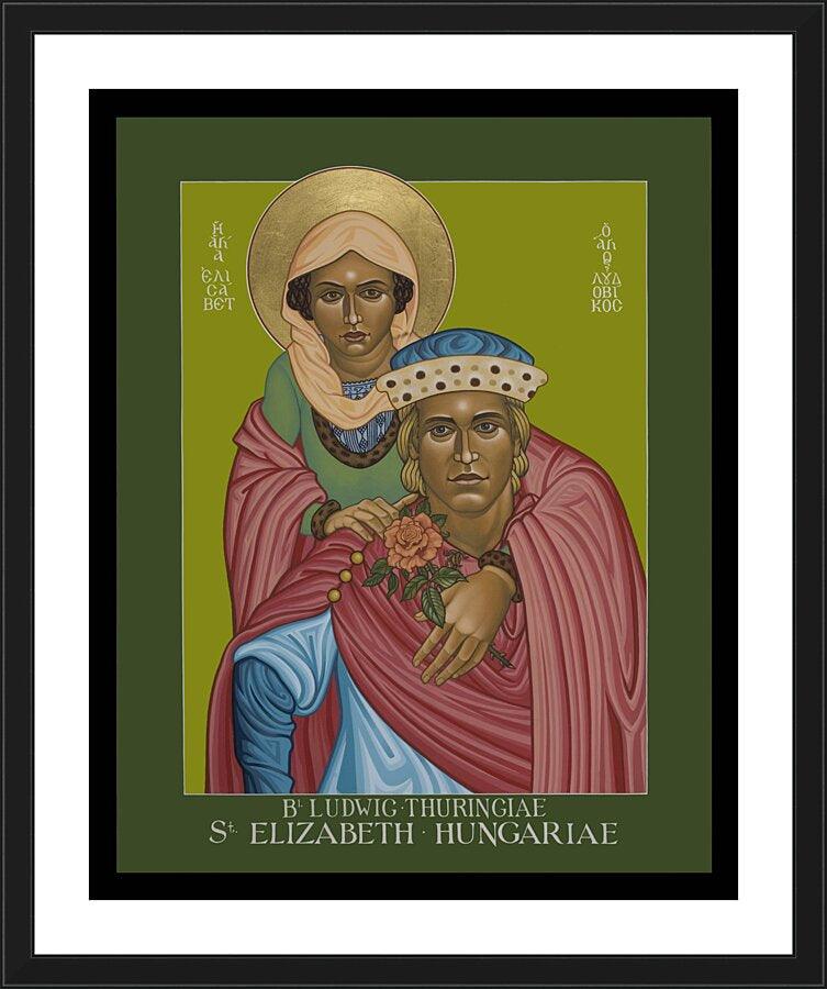 Wall Frame Black, Matted - St. Elizabeth of Hungary and Bl. Ludwig of Thuringia by Lewis Williams, OFS - Trinity Stores