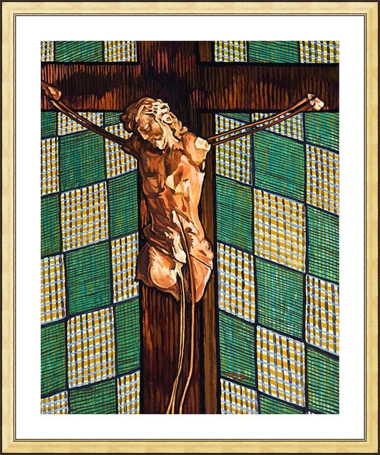 Wall Frame Gold, Matted - Fr. Tom’s Crucifix by L. Williams