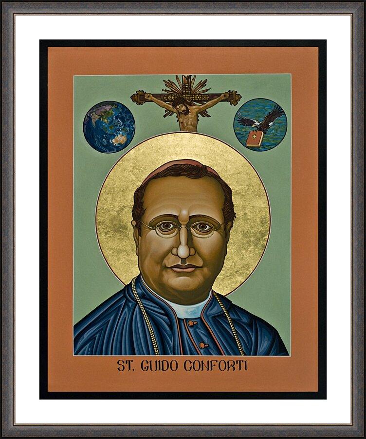 Wall Frame Espresso, Matted - St. Guido Maria Conforti by Lewis Williams, OFS - Trinity Stores