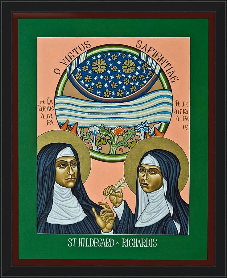 Wall Frame Black - St. Hildegard of Bingen and her Assistant Richardis by Lewis Williams, OFS - Trinity Stores