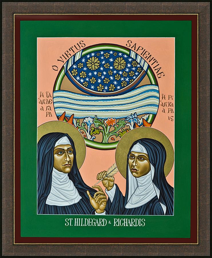 Wall Frame Espresso - St. Hildegard of Bingen and her Assistant Richardis by Lewis Williams, OFS - Trinity Stores