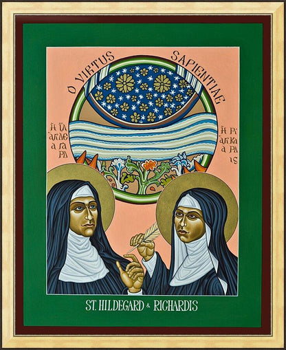 Wall Frame Gold - St. Hildegard of Bingen and her Assistant Richardis by Lewis Williams, OFS - Trinity Stores