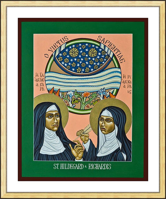 Wall Frame Gold, Matted - St. Hildegard of Bingen and her Assistant Richardis by L. Williams