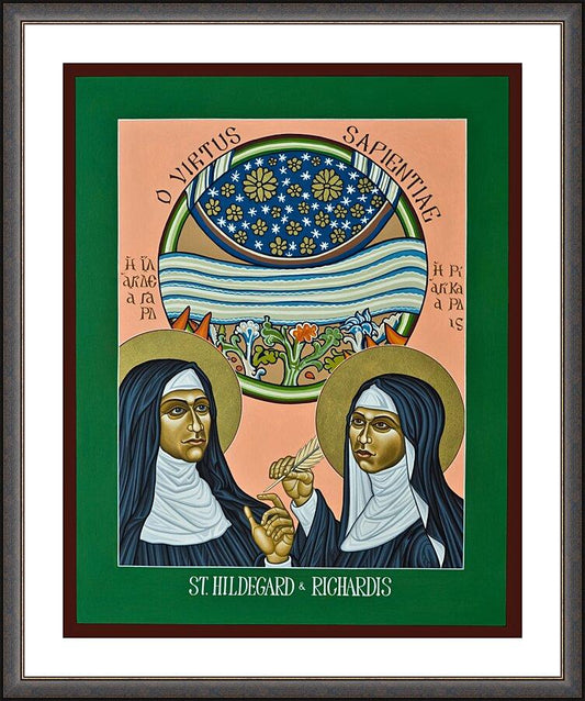 Wall Frame Espresso, Matted - St. Hildegard of Bingen and her Assistant Richardis by L. Williams